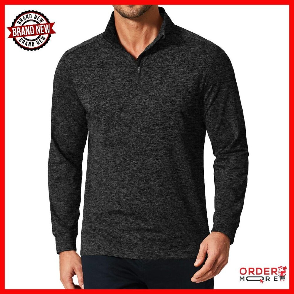 Men's Quarter Zip Fleece Pullover Lightweight Workout Sweatshirt
